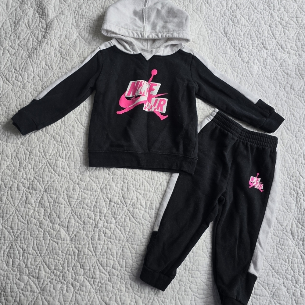 Nike Jordan Jumpman 2 Piece Tracksuit - Black White Pink 24 Months